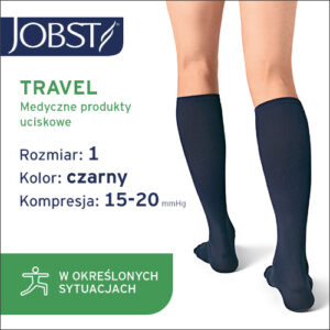 JOBST Podkolanówki TRAVEL, 15-20mmHg, zamknięte palce, Kolor czarny rozm. 1 37/38