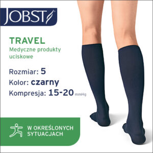JOBST Podkolanówki TRAVEL, 15-20mmHg, zamknięte palce, Kolor czarny rozm. 5 45/46