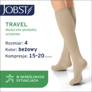 JOBST Podkolanówki TRAVEL, 15-20mmHg, zamknięte palce, Kolor beżowy rozm. 4 43/44