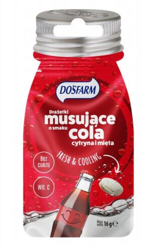 DOSFARM Drażetki odświeżające bez cukru o smaku cola cytryna. Saszetka z zapięciem strunowym 16g
