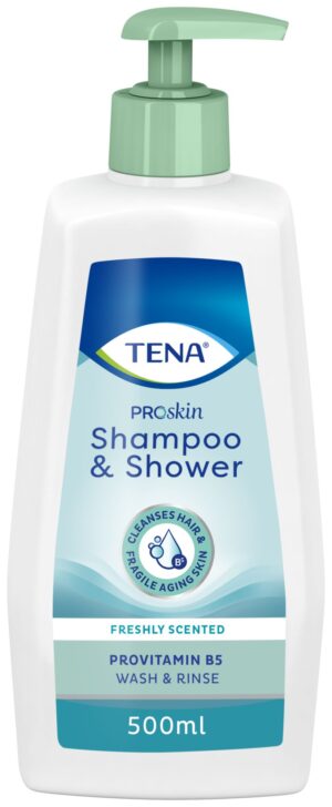 TENA Shampoo & Shower, szampon i żel pod prysznic 2-w-1, 500 ml