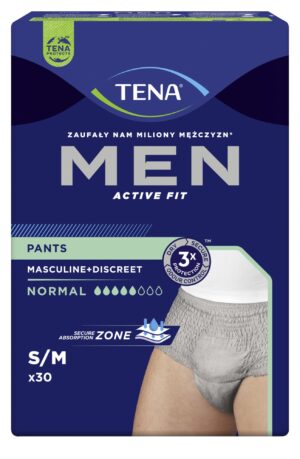 TENA PANTS MEN NORMAL GREY S/M (75-105 cm), bielizna chłonna, 30sztuk