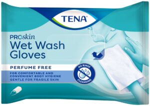 TENA ProSkin Wet Wash Gloves, bezzapachowe rękawice do mycia, 8 szt
