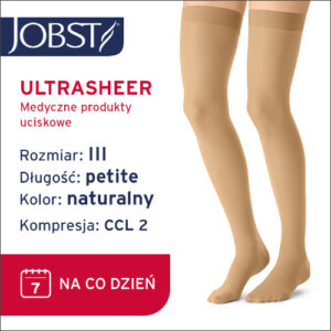 JOBST Pończochy Ultra Sheer Petite, zamknięte palce, CCL2, Kolor naturalny rozm. III