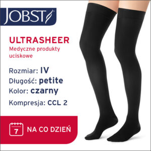 JOBST Pończochy Ultra Sheer Petite, zamknięte palce, CCL2, Kolor czarny rozm. IV