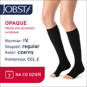 JOBST Podkolanówki Opaque, otwarte palce, CCL2, Kolor czarny, rozm. IV