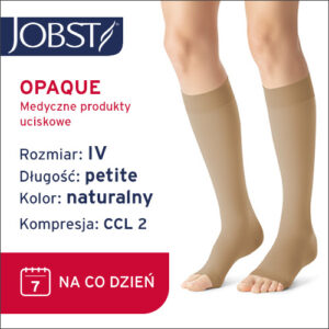 JOBST Podkolanówki Opaque Petite, otwarte palce, CCL2, Kolor naturalny, rozm. IV