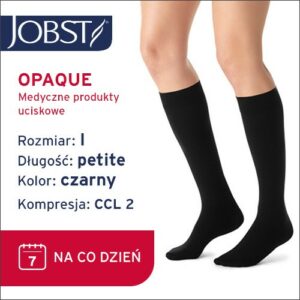 JOBST Podkolanówki Opaque Petite AD, zamknięte palce, klasa kompresji CCL2, Kolor czarny, rozm. I (706260020400)