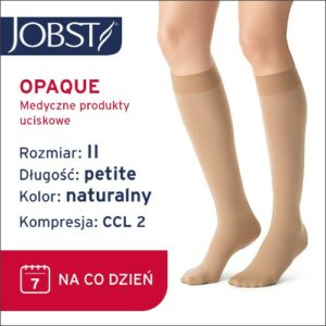 JOBST Podkolanówki Opaque Petite AD, zamknięte palce, klasa kompresji CCL2, Kolor naturalny, rozm. II (706260019901)