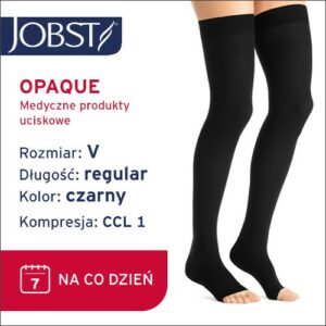 JOBST Pończochy Opaque AG, otwarte palce, klasa kompresji CCL1, Kolor czarny, rozm. V (7061700253)