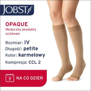 JOBST Podkolanówki Opaque Petite AD, otwarte palce, klasa kompresji CCL2, Kolor karmelowy, rozm. IV (7062600165)
