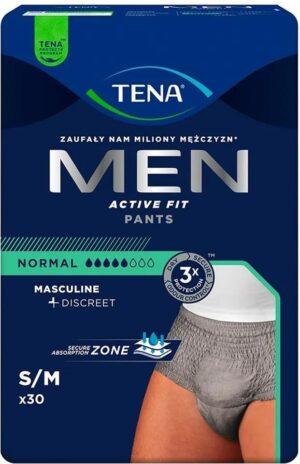 TENA PANTS MEN NORMAL GREY S/M (75-105 cm), bielizna chłonna, 30sztuk - NFZ
